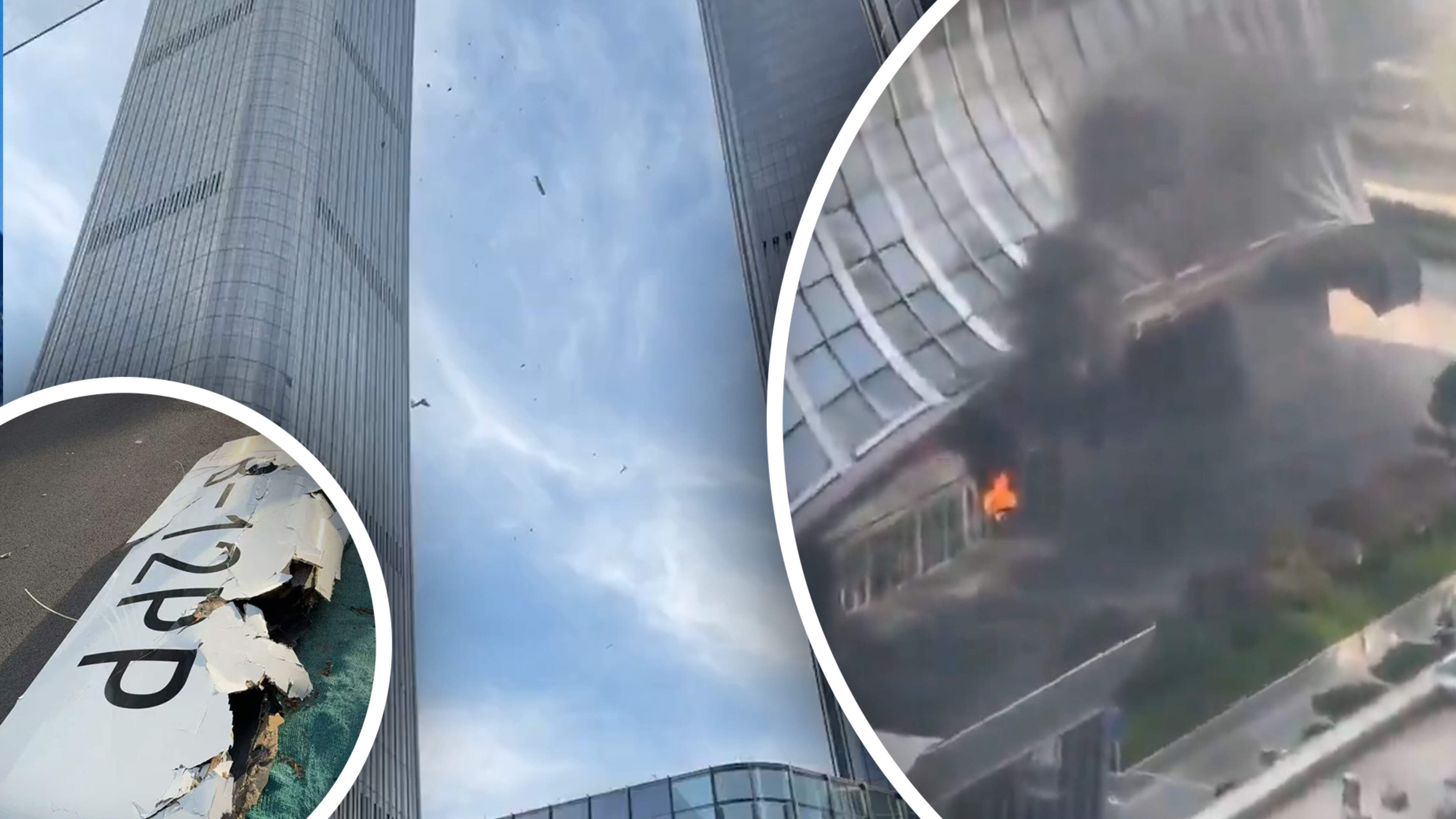 Beelden: vliegtuig stort neer op hoogste wolkenkrabber van Beijing